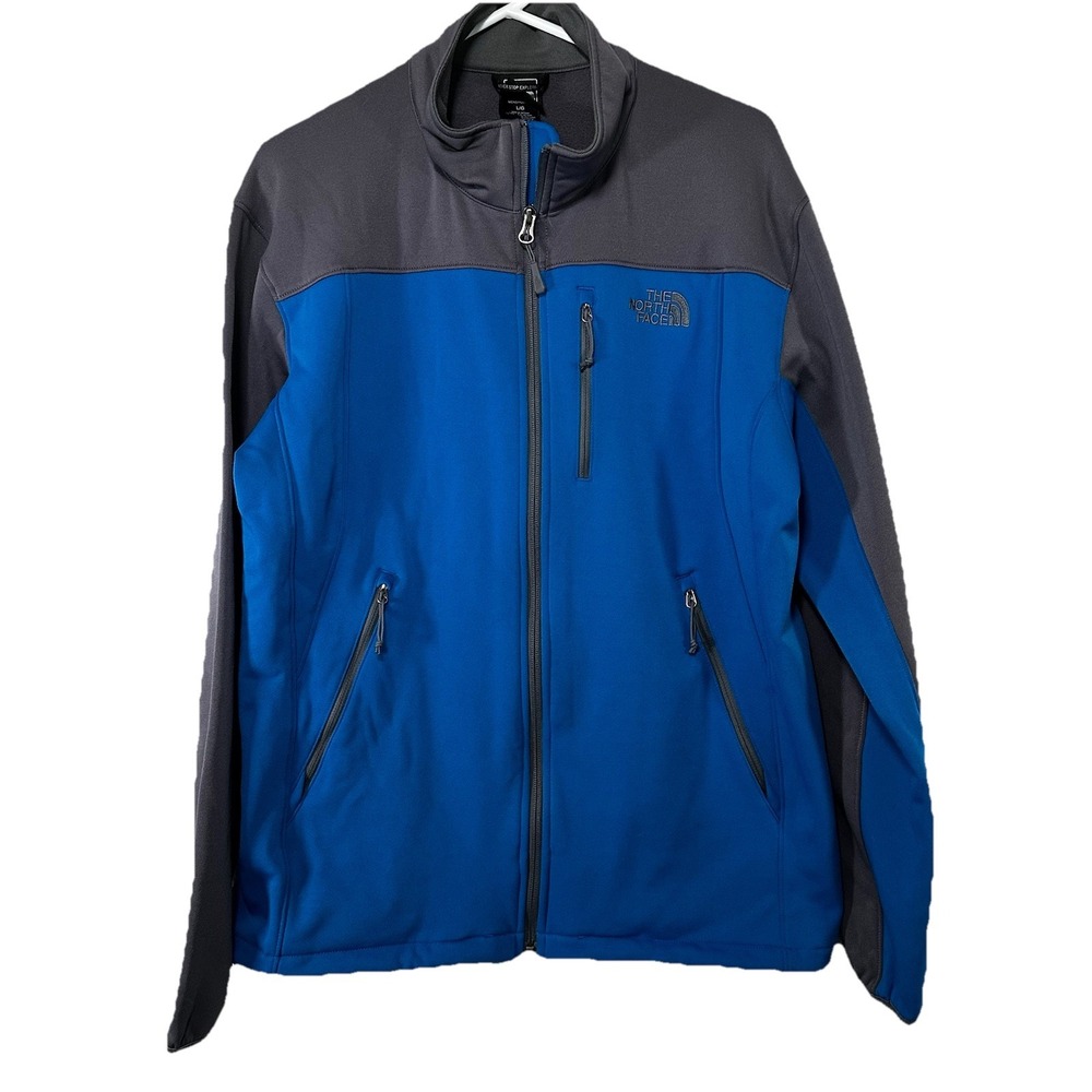 The North Face Blue/Gray Full Zip Fleece Lined Men's Jacket Pockets SZ LG‎
